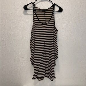 Topshop Black and Cream Striped Mini Dress